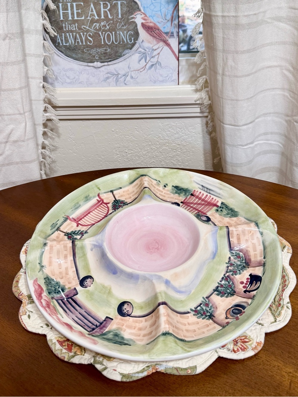 Michal Sparks Hand-Painted farmhouse Ceramic tray Tacos,chip & dip cottage core